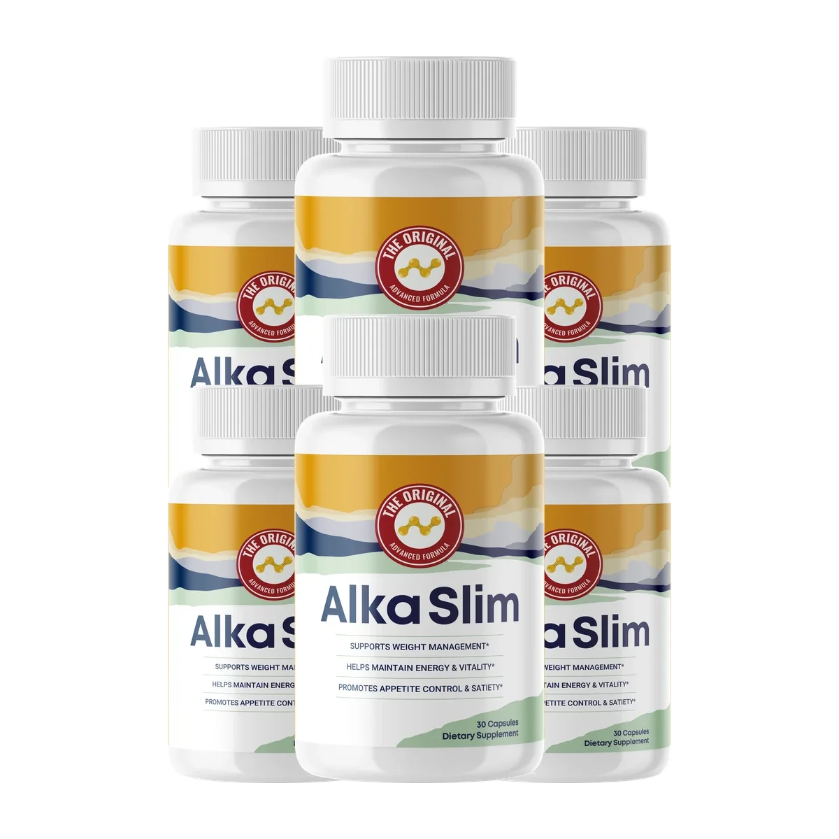 AlkaSlim capsules packaged as sold by the official store, shown against a plain white background